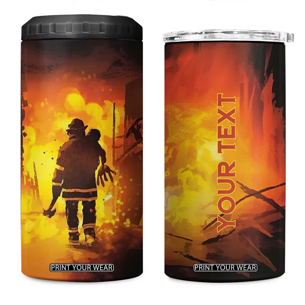 Firefighter Saves The Child 4 in 1 Can Cooler Tumbler Personalized TS04 One Size: 16 oz Multicolor Print Your Wear