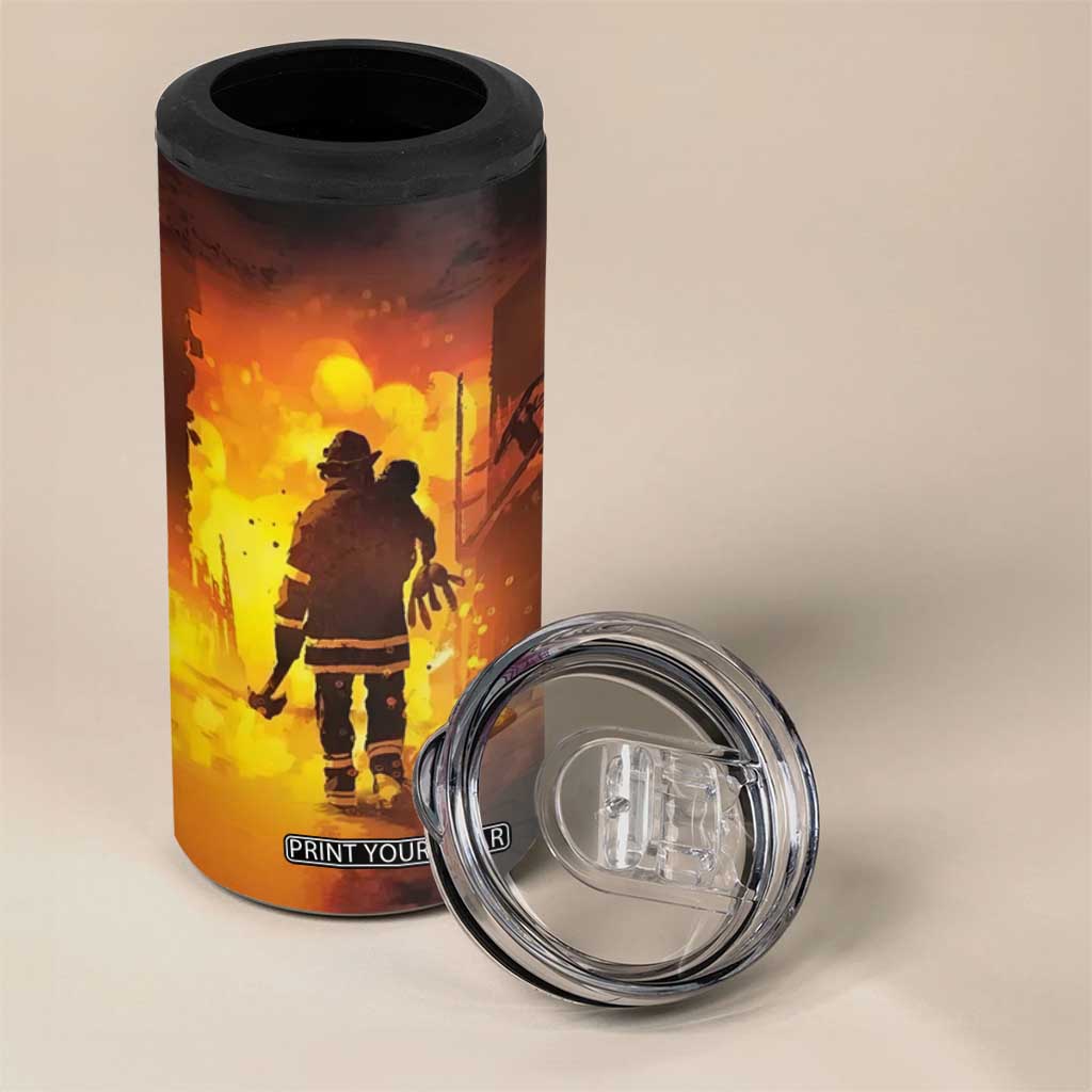 Firefighter Saves The Child 4 in 1 Can Cooler Tumbler Personalized TS04 Print Your Wear