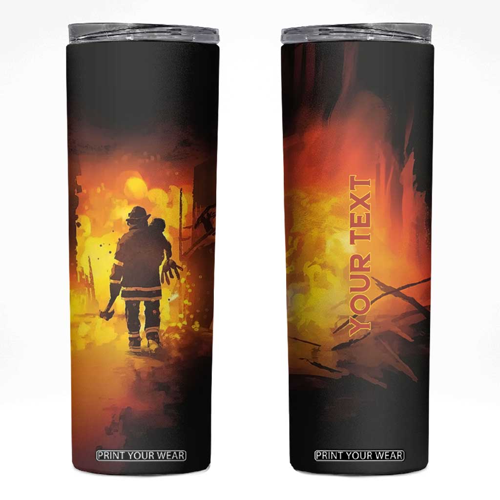 Firefighter Saves The Child Skinny Tumbler Personalized TS04 Multicolor Print Your Wear