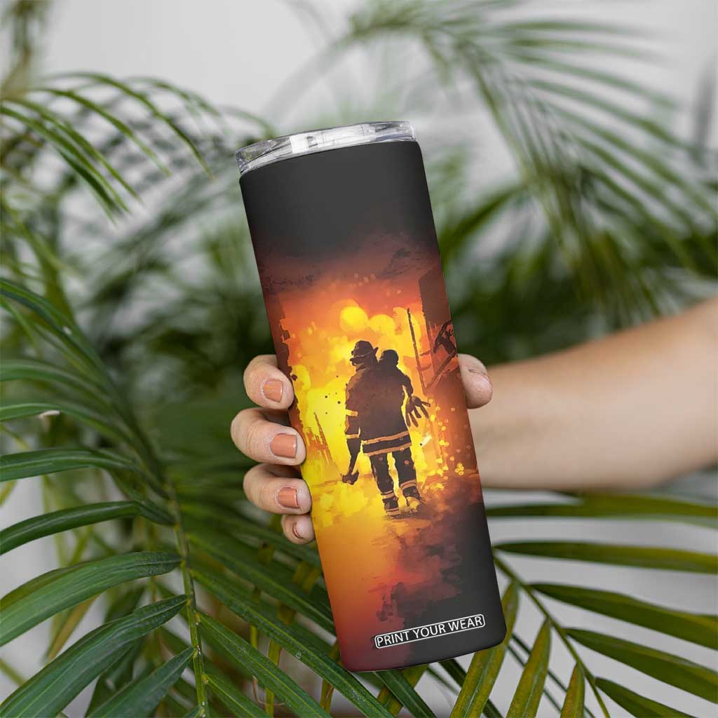 Firefighter Saves The Child Skinny Tumbler Personalized TS04 Print Your Wear