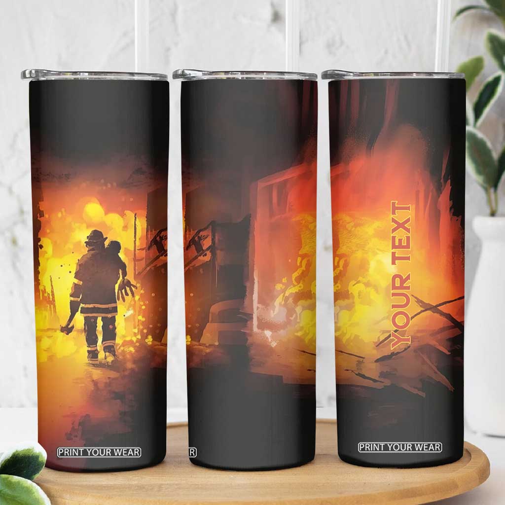 Firefighter Saves The Child Skinny Tumbler Personalized TS04 Print Your Wear