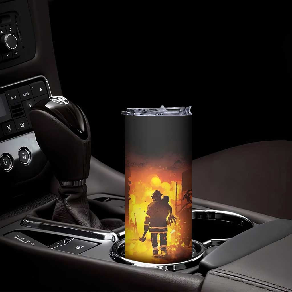 Firefighter Saves The Child Skinny Tumbler Personalized TS04 Print Your Wear