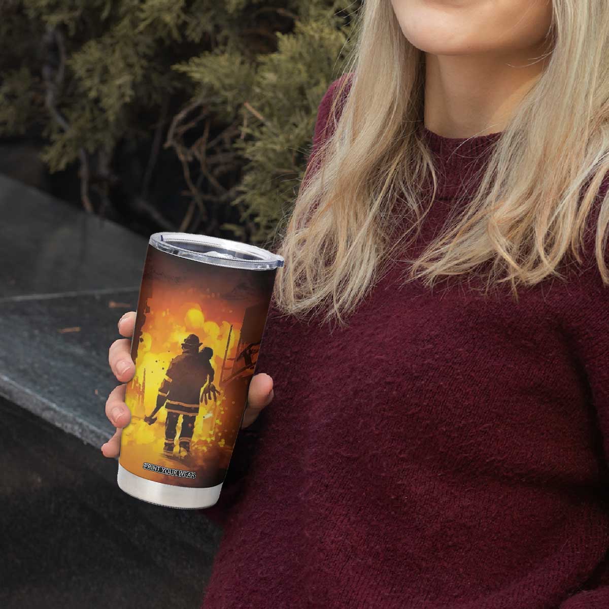 Firefighter Saves The Child Tumbler Cup Personalized TS04 Print Your Wear