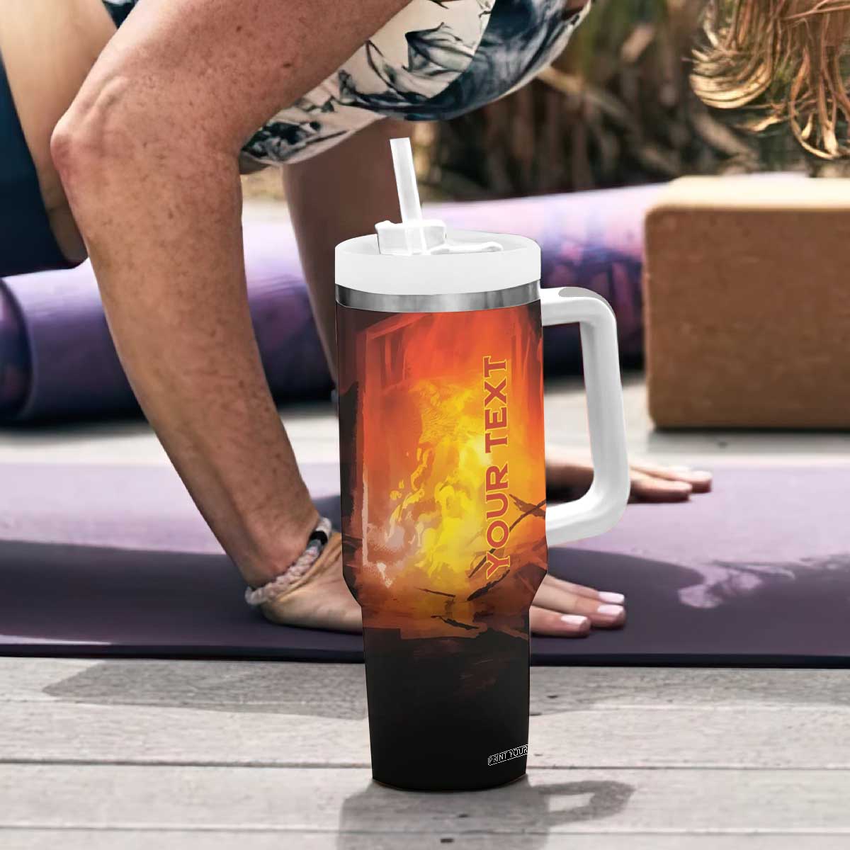 Firefighter Saves The Child Tumbler With Handle Personalized TS04 Print Your Wear