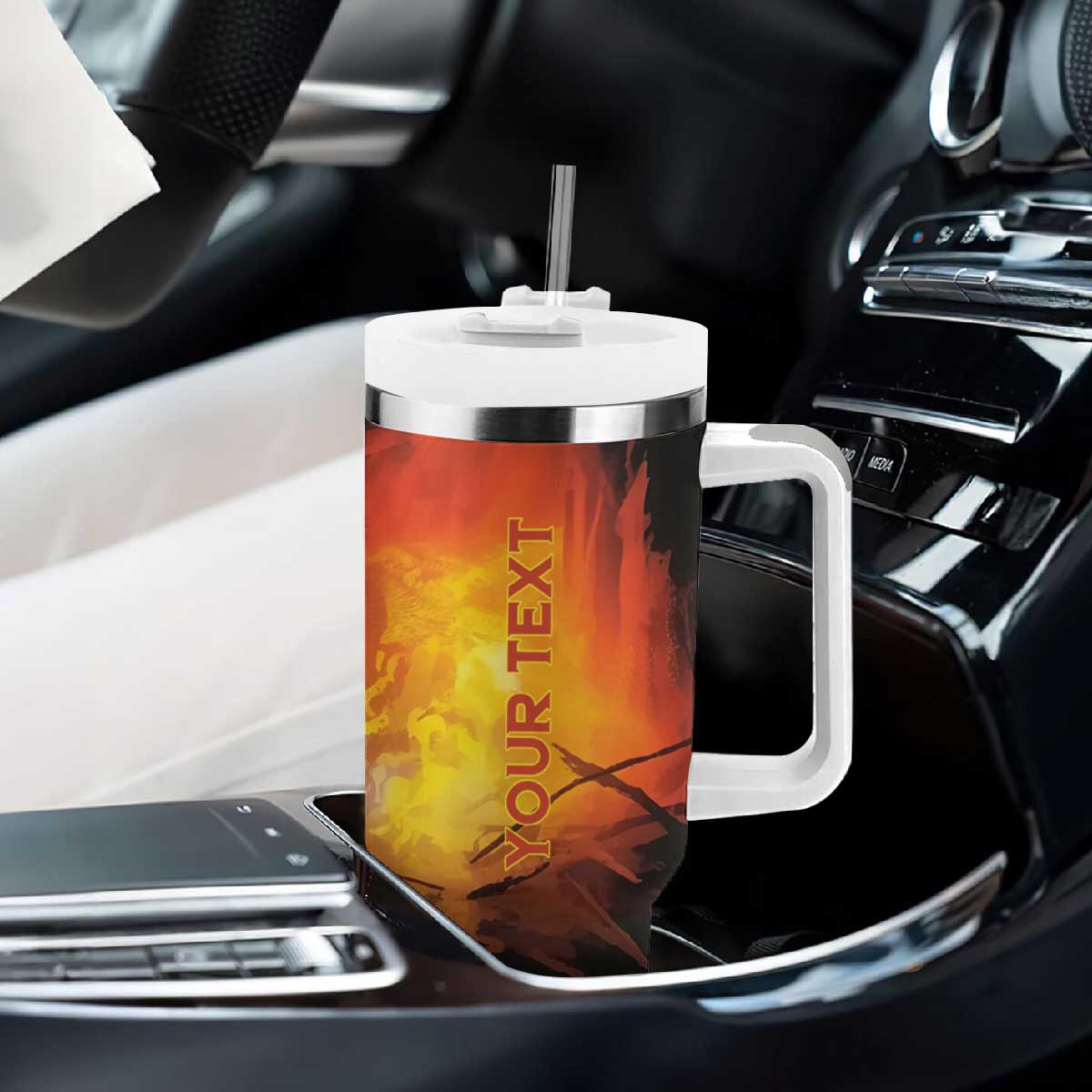 Firefighter Saves The Child Tumbler With Handle Personalized TS04 Print Your Wear
