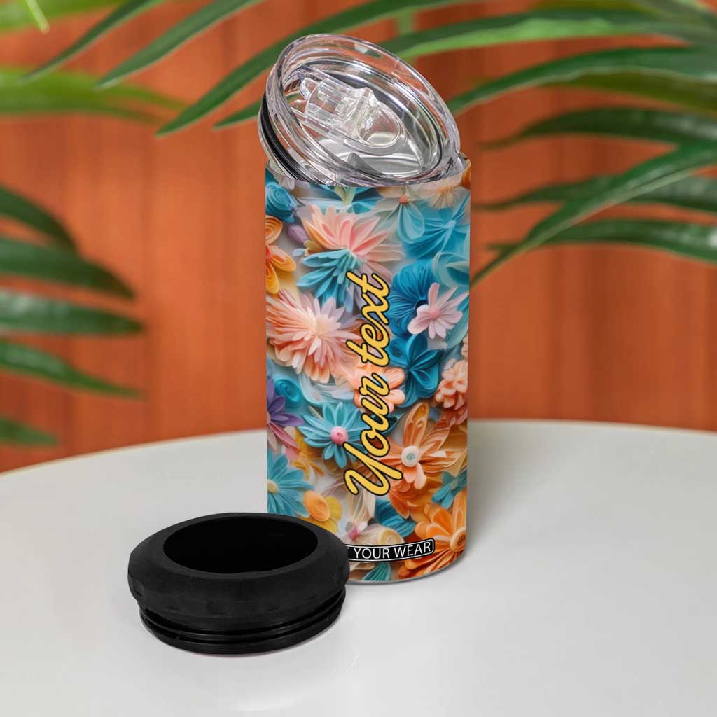 Butterfly Coloful Paper Quiling 4 in 1 Can Cooler Tumbler Personalized TS04 Print Your Wear