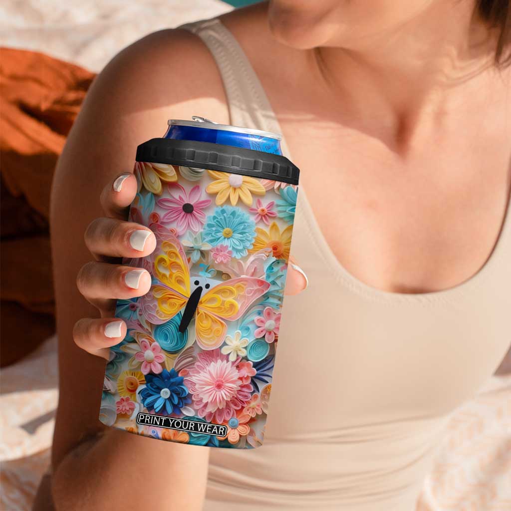 Butterfly Coloful Paper Quiling 4 in 1 Can Cooler Tumbler Personalized TS04 Print Your Wear
