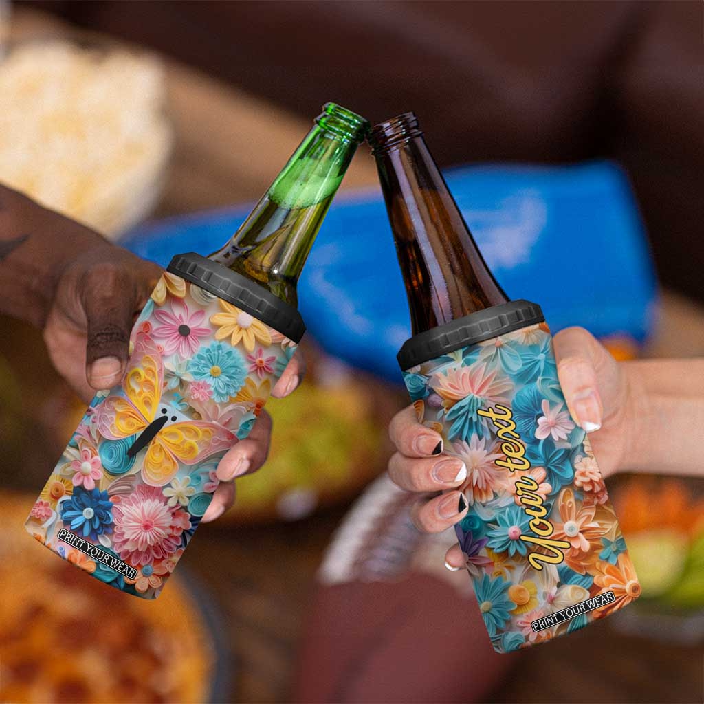 Butterfly Coloful Paper Quiling 4 in 1 Can Cooler Tumbler Personalized TS04 Print Your Wear