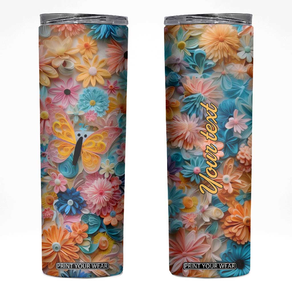 Butterfly Coloful Paper Quiling Skinny Tumbler Personalized TS04 Multicolor Print Your Wear