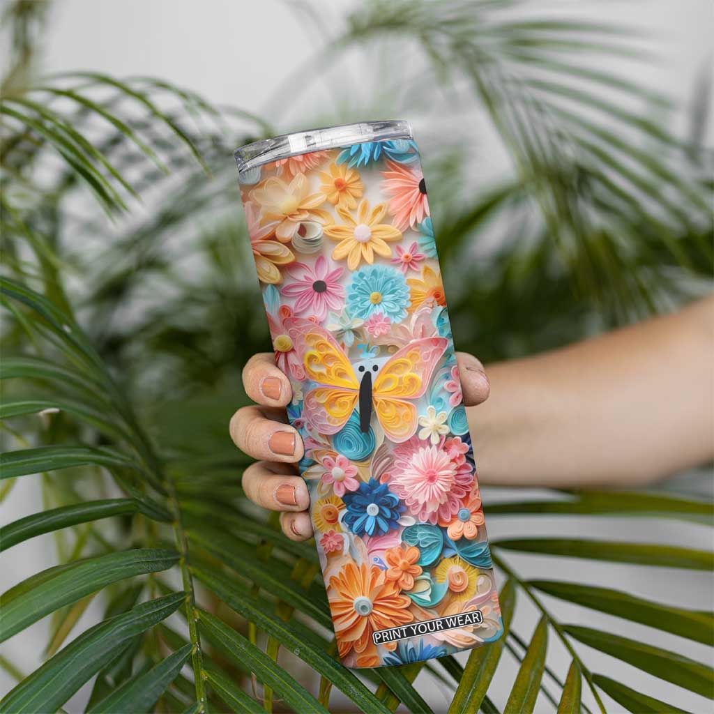 Butterfly Coloful Paper Quiling Skinny Tumbler Personalized TS04 Print Your Wear