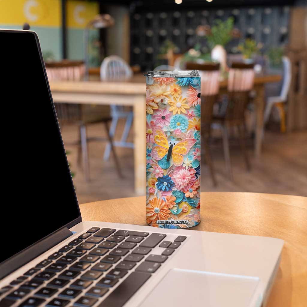 Butterfly Coloful Paper Quiling Skinny Tumbler Personalized TS04 Print Your Wear