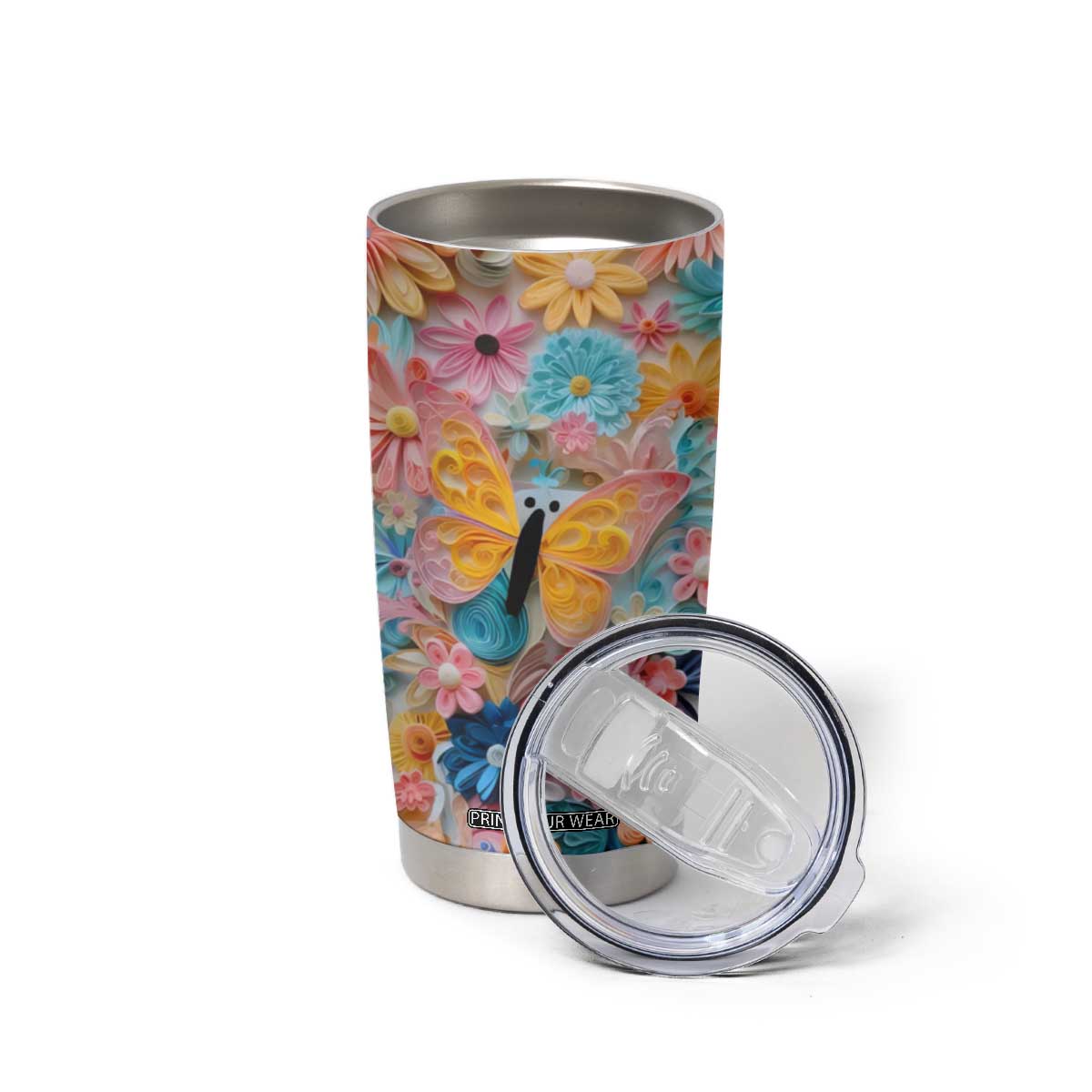 Butterfly Coloful Paper Quiling Tumbler Cup Personalized TS04 Print Your Wear