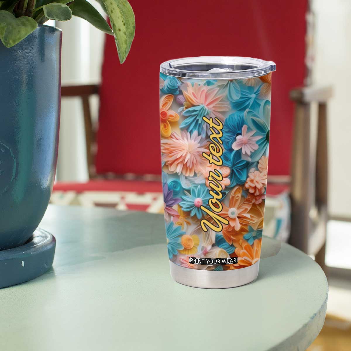 Butterfly Coloful Paper Quiling Tumbler Cup Personalized TS04 Print Your Wear