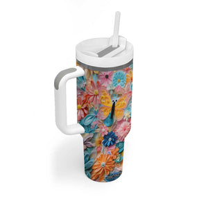 Butterfly Coloful Paper Quiling Tumbler With Handle Personalized TS04 Print Your Wear