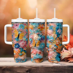 Butterfly Coloful Paper Quiling Tumbler With Handle Personalized TS04 Print Your Wear