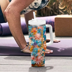 Butterfly Coloful Paper Quiling Tumbler With Handle Personalized TS04 Print Your Wear