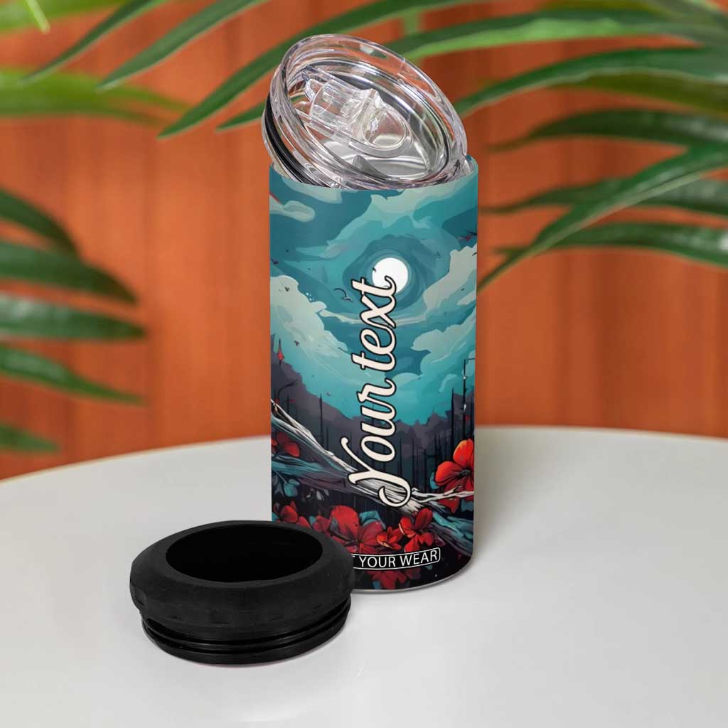 Retro Cardinal Flower 4 in 1 Can Cooler Tumbler Personalized TS04 Print Your Wear
