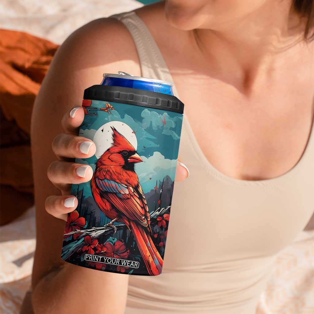 Retro Cardinal Flower 4 in 1 Can Cooler Tumbler Personalized TS04 Print Your Wear