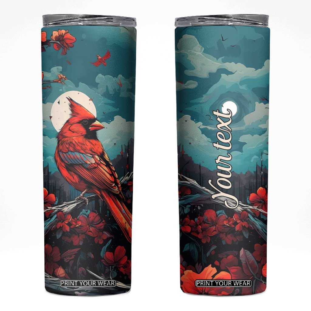 Retro Cardinal Flower Skinny Tumbler Personalized TS04 Multicolor Print Your Wear