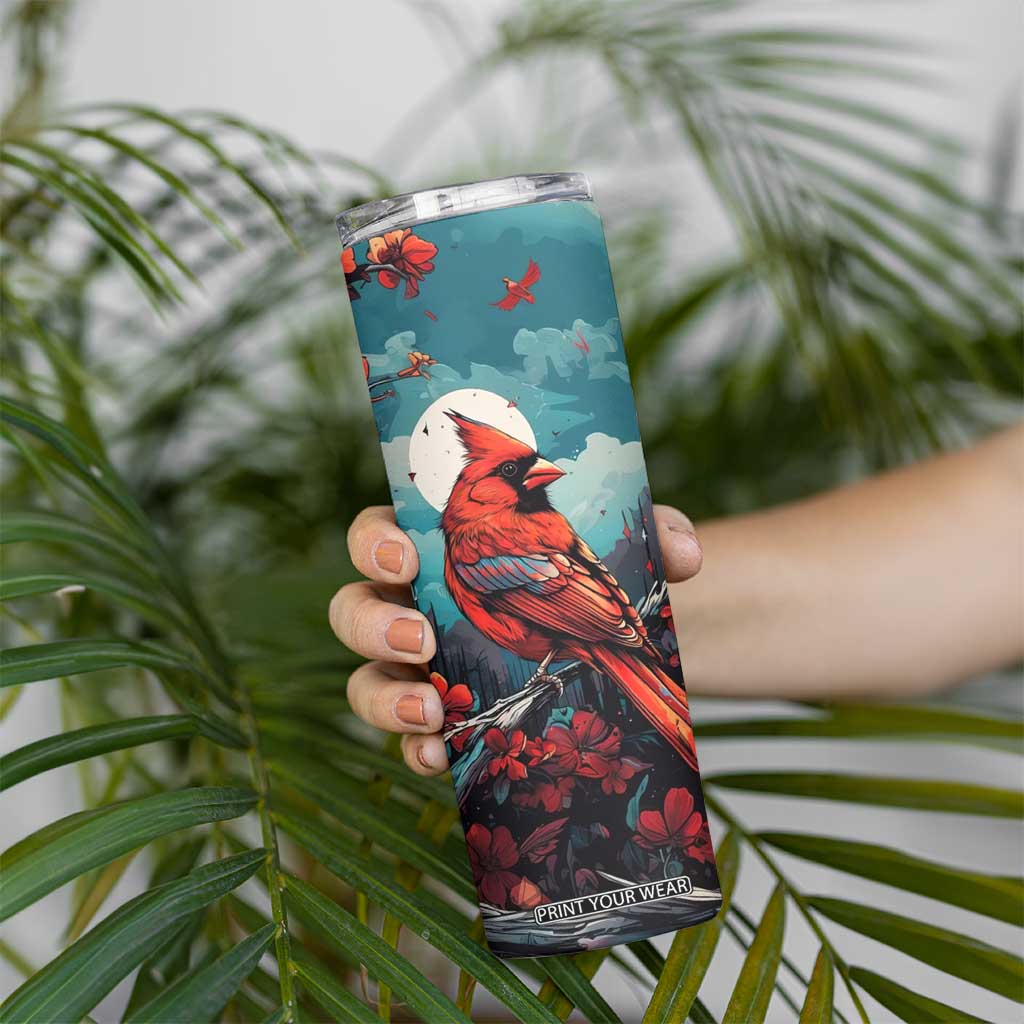 Retro Cardinal Flower Skinny Tumbler Personalized TS04 Print Your Wear