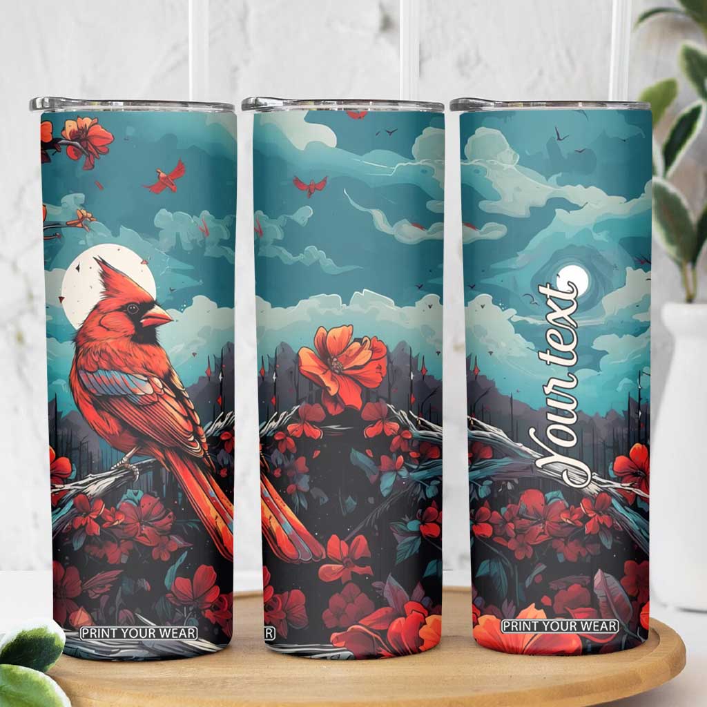 Retro Cardinal Flower Skinny Tumbler Personalized TS04 Print Your Wear