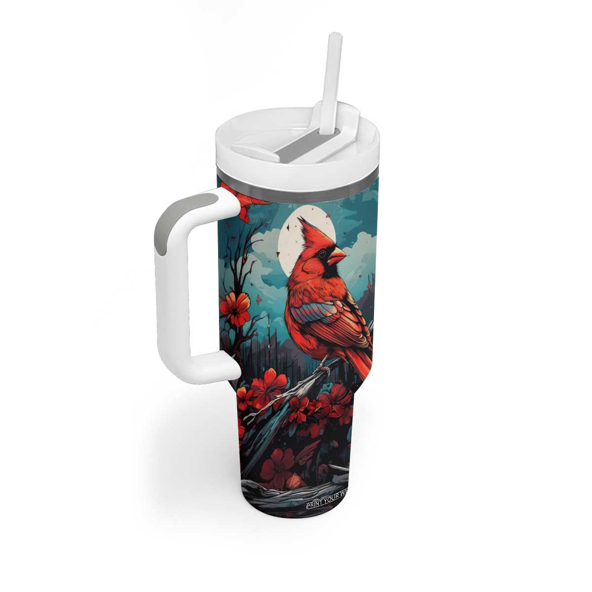 Retro Cardinal Flower Tumbler With Handle Personalized TS04 Print Your Wear