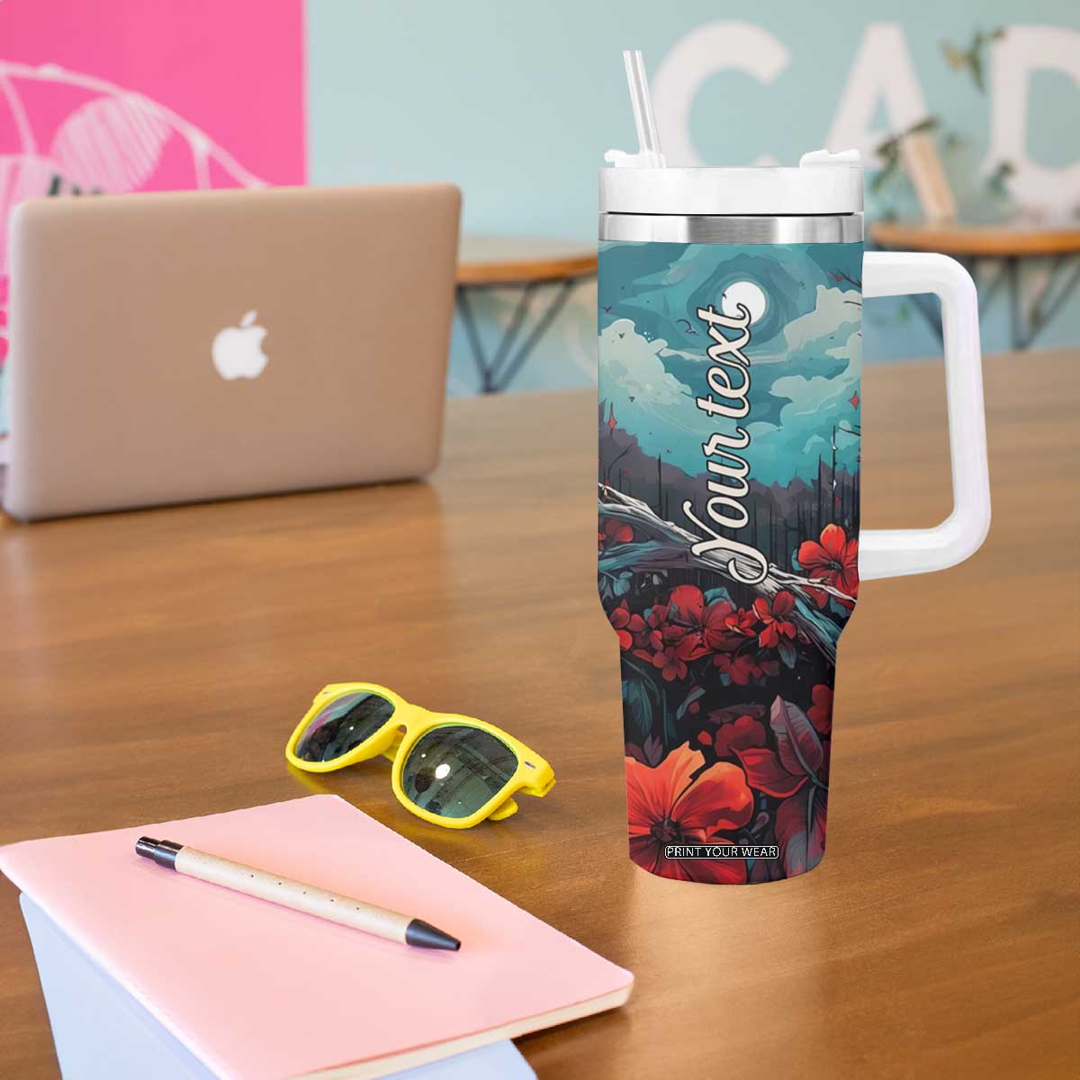 Retro Cardinal Flower Tumbler With Handle Personalized TS04 Print Your Wear
