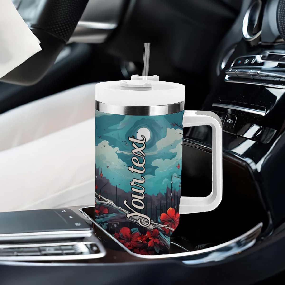 Retro Cardinal Flower Tumbler With Handle Personalized TS04 Print Your Wear