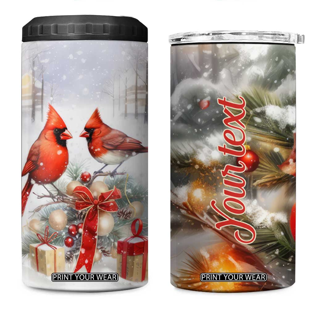 Cardinals Christmas Art 4 in 1 Can Cooler Tumbler Personalized TS04 One Size: 16 oz Multicolor Print Your Wear