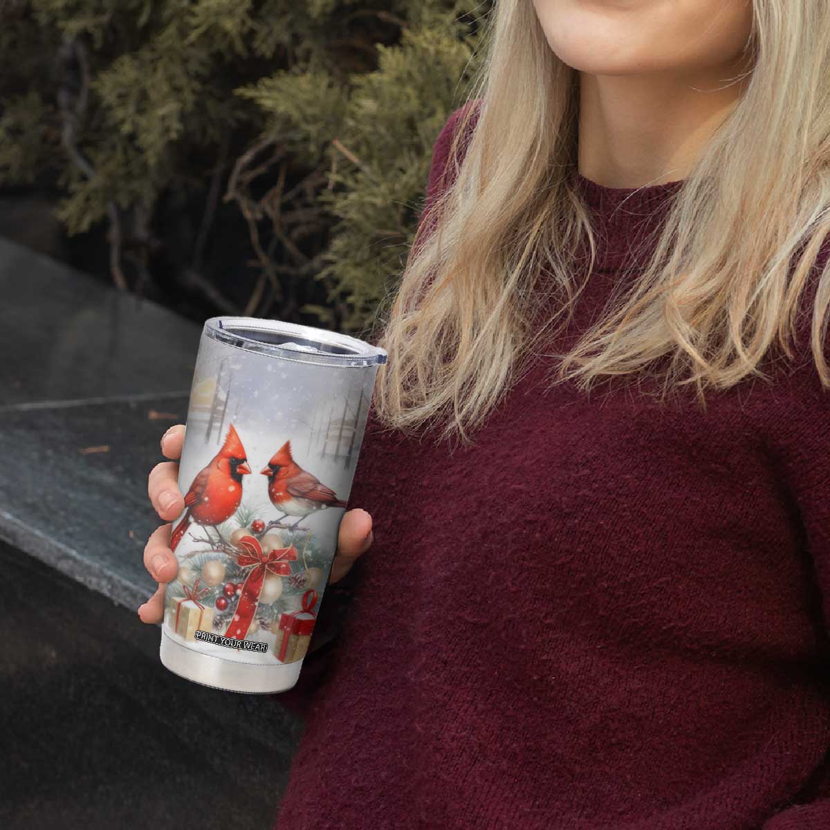 Cardinals Christmas Art Tumbler Cup Personalized TS04 Print Your Wear