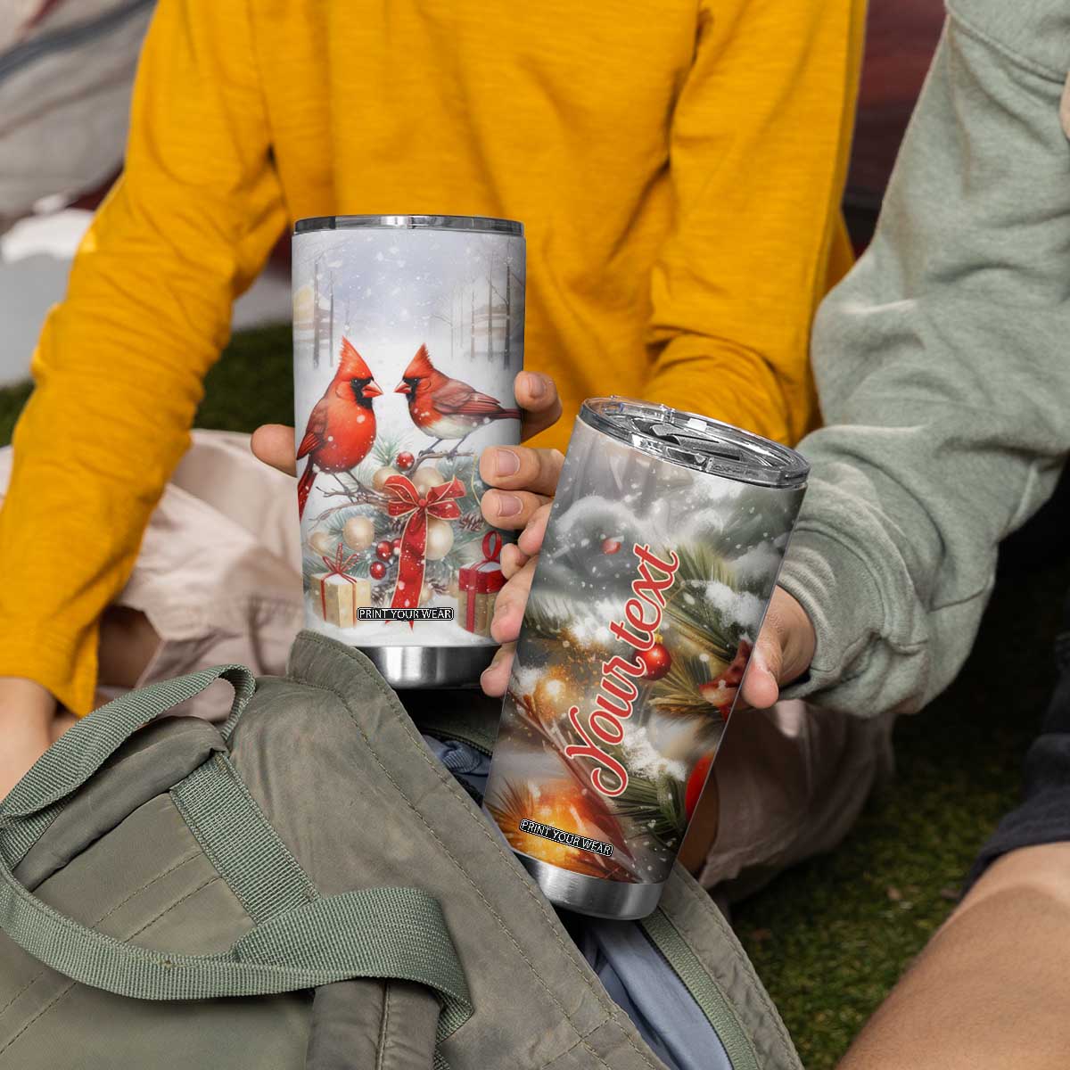Cardinals Christmas Art Tumbler Cup Personalized TS04 Print Your Wear