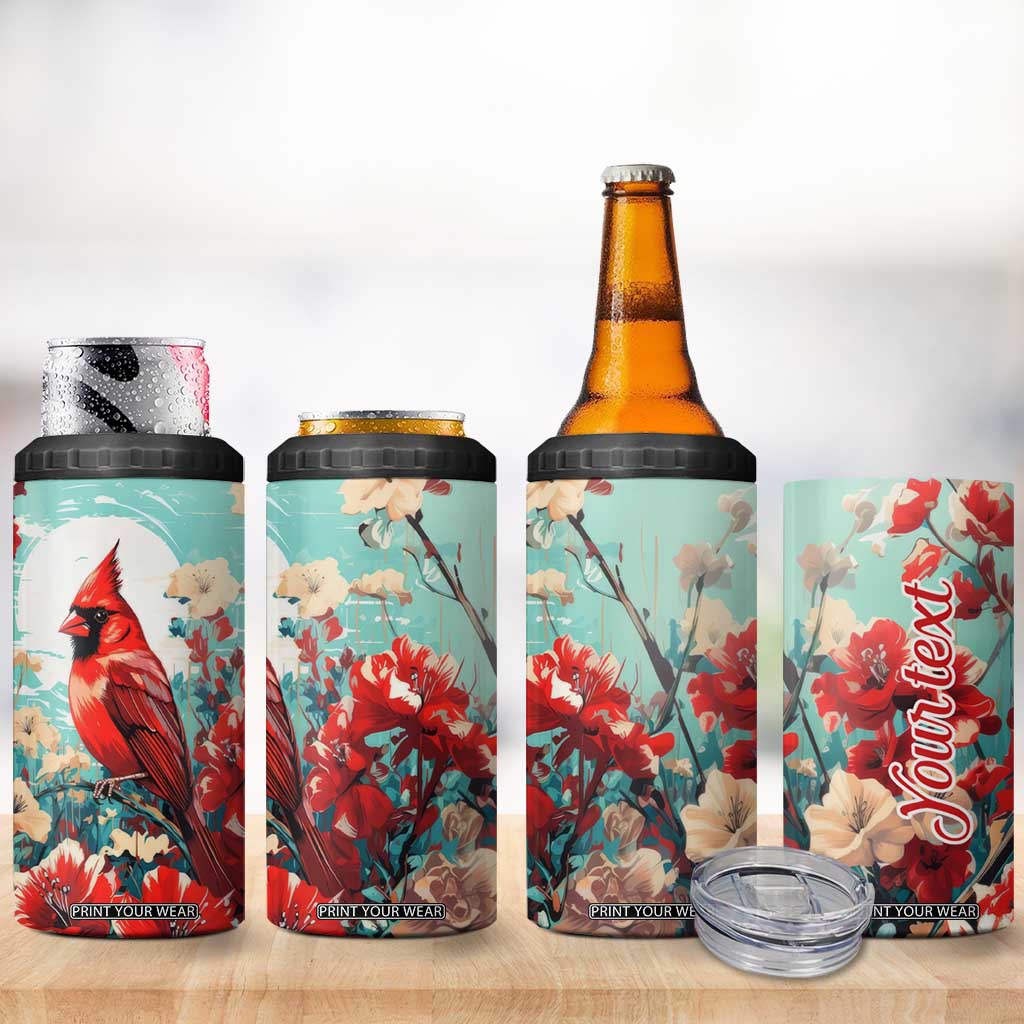 Cardinal Retro Style 4 in 1 Can Cooler Tumbler Personalized TS04 Print Your Wear