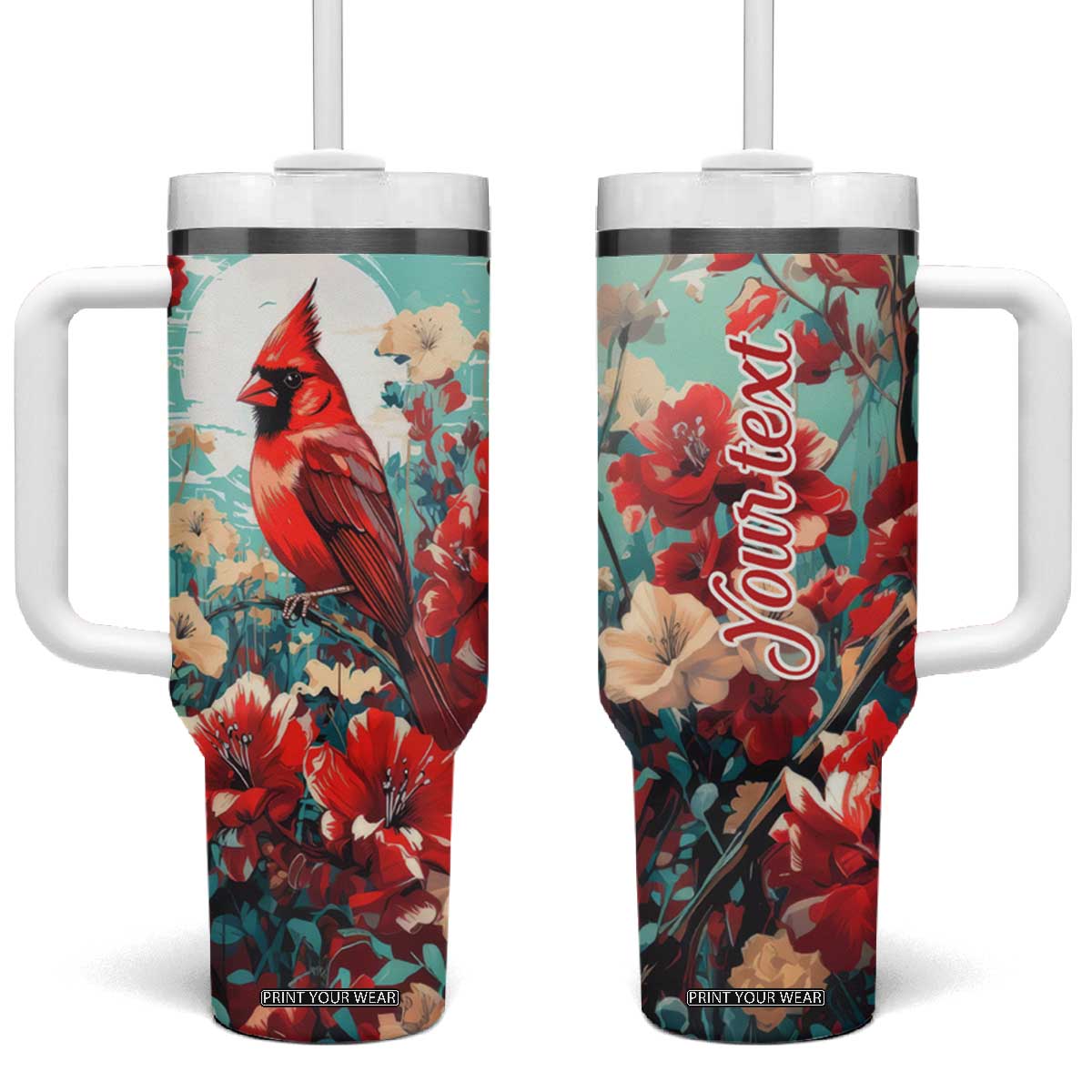 Cardinal Retro Style Tumbler With Handle Personalized TS04 One Size: 40 oz Multicolor Print Your Wear
