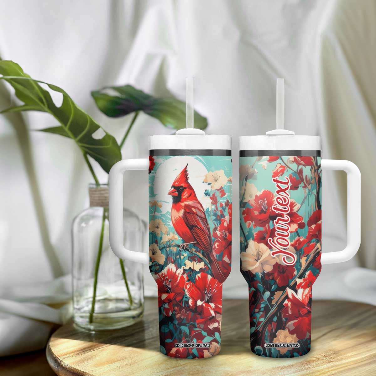 Cardinal Retro Style Tumbler With Handle Personalized TS04 Print Your Wear