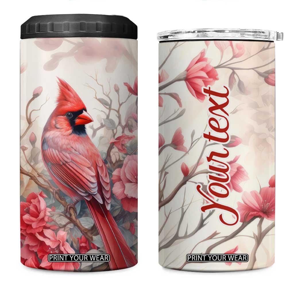 Cardinal Red Flower 4 in 1 Can Cooler Tumbler Personalized TS04 One Size: 16 oz Multicolor Print Your Wear