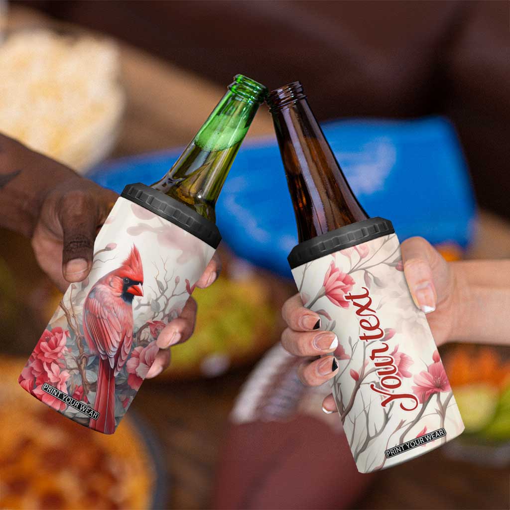 Cardinal Red Flower 4 in 1 Can Cooler Tumbler Personalized TS04 Print Your Wear