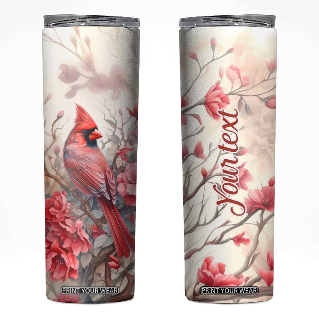 Cardinal Red Flower Skinny Tumbler Personalized TS04 Multicolor Print Your Wear