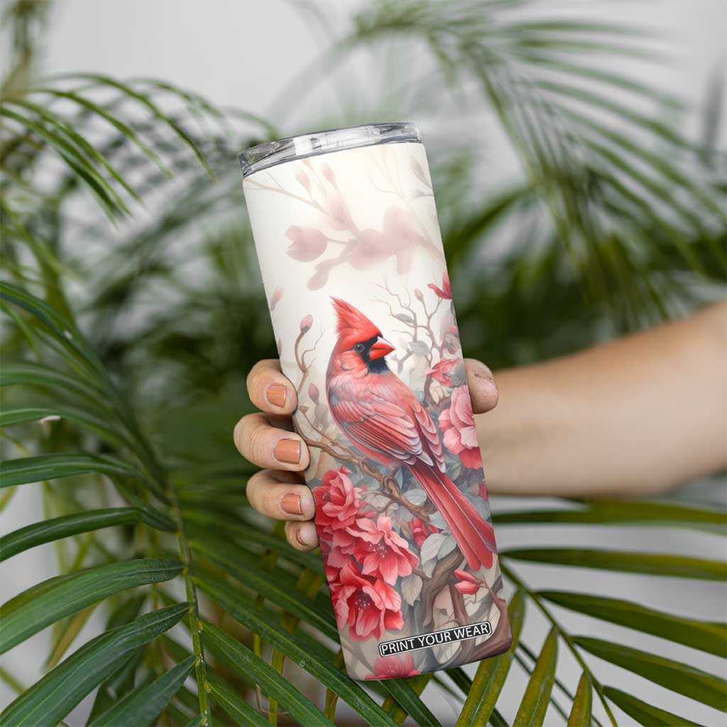 Cardinal Red Flower Skinny Tumbler Personalized TS04 Print Your Wear