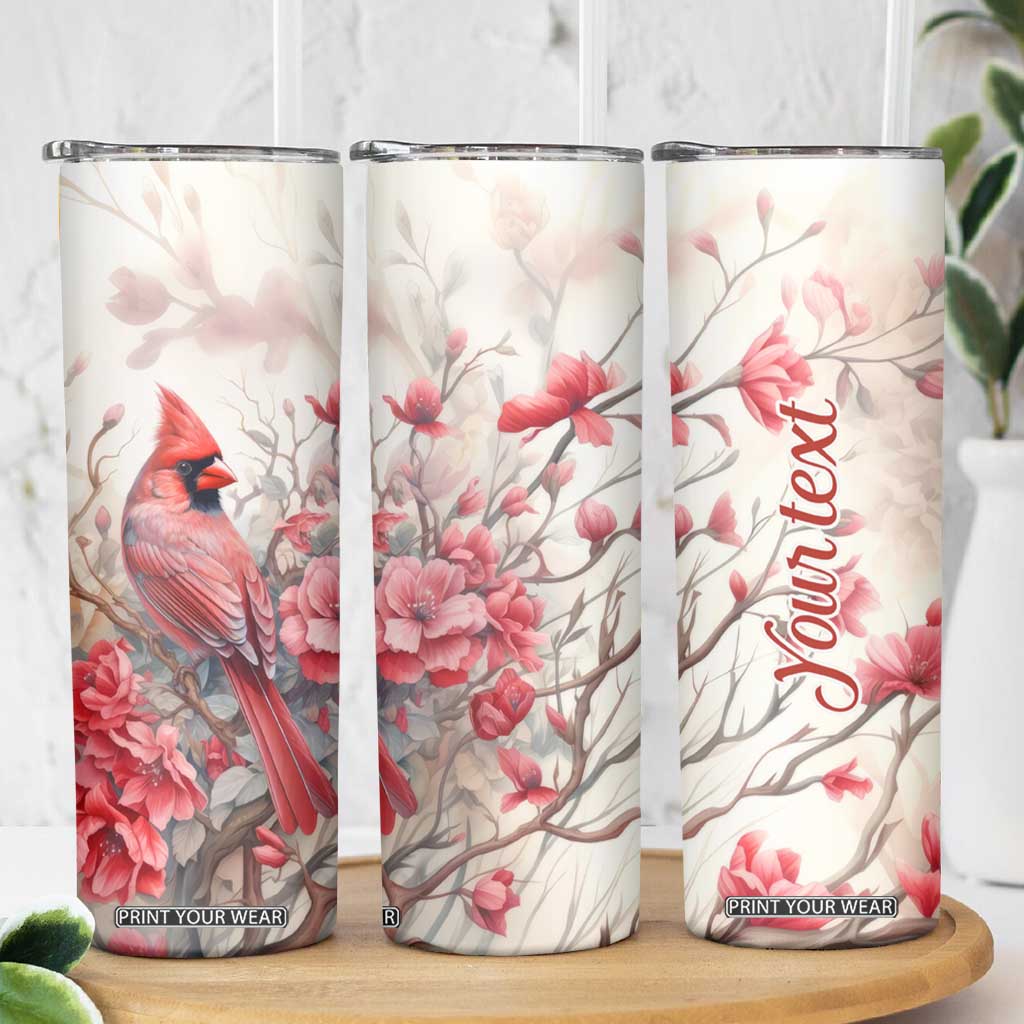 Cardinal Red Flower Skinny Tumbler Personalized TS04 Print Your Wear