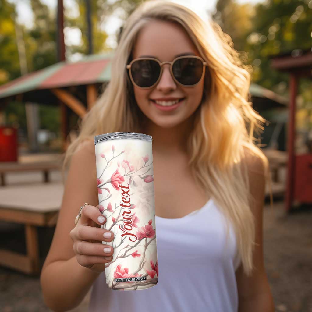 Cardinal Red Flower Skinny Tumbler Personalized TS04 Print Your Wear