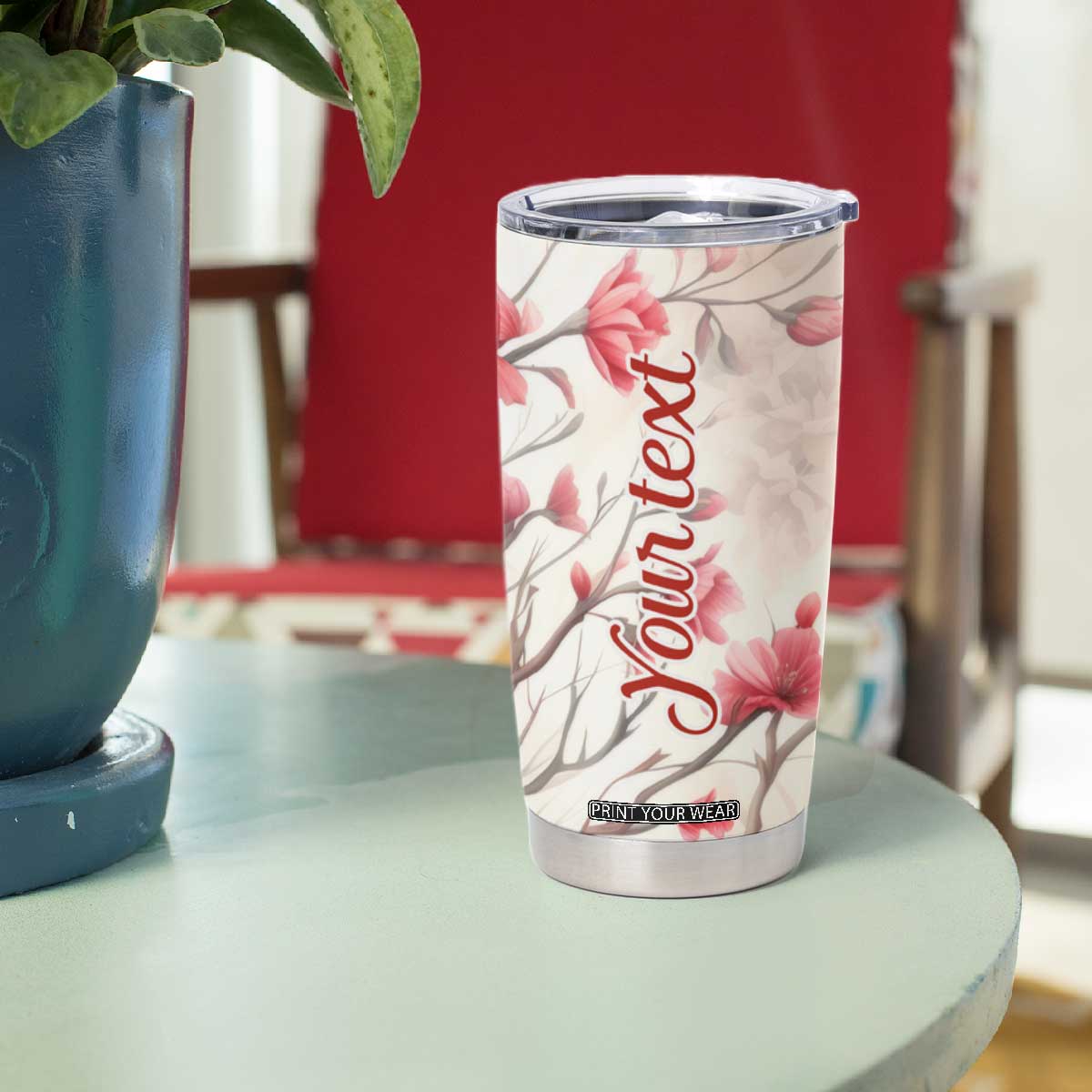 Cardinal Red Flower Tumbler Cup Personalized TS04 Print Your Wear