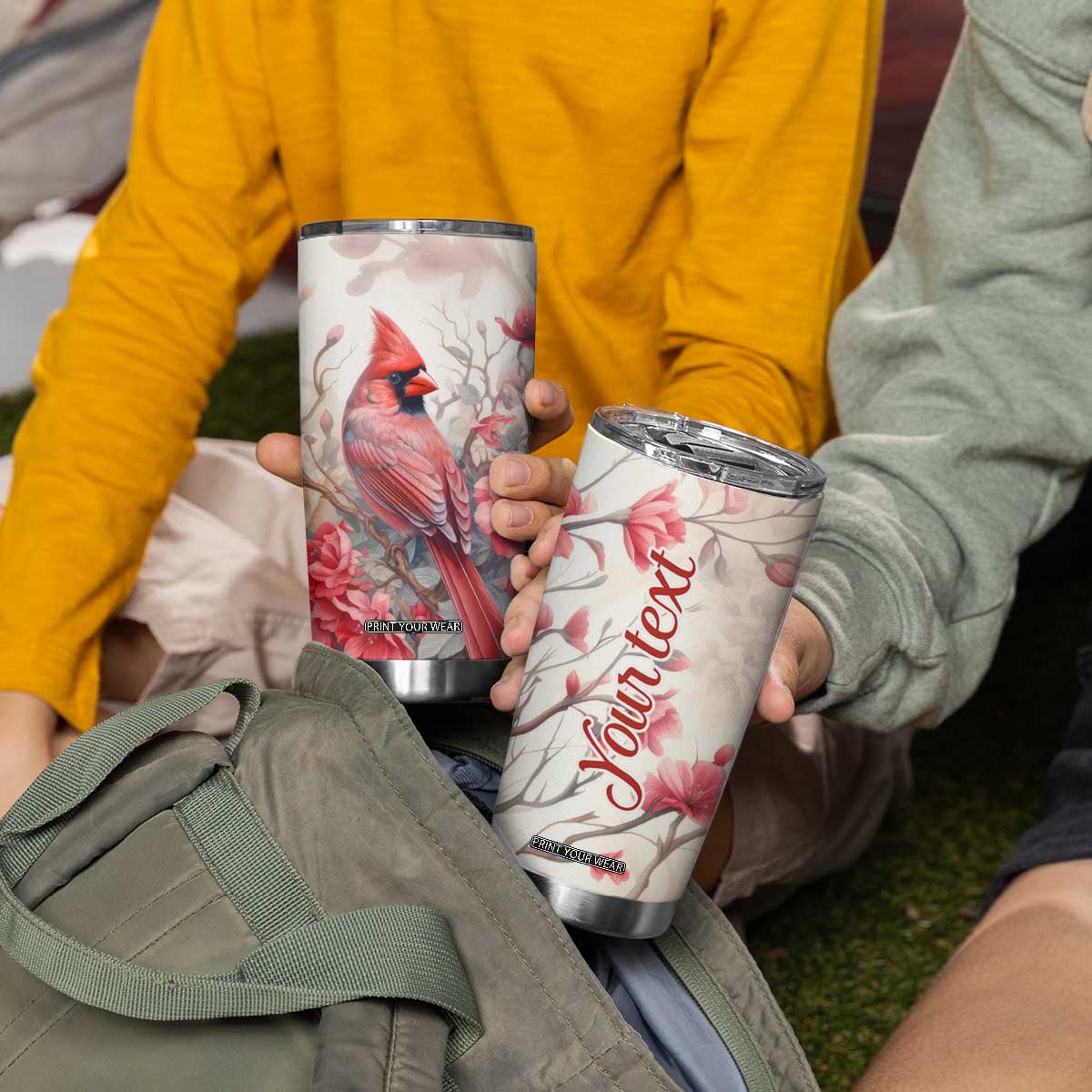 Cardinal Red Flower Tumbler Cup Personalized TS04 Print Your Wear