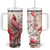 Cardinal Red Flower Tumbler With Handle Personalized TS04 One Size: 40 oz Multicolor Print Your Wear