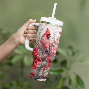 Cardinal Red Flower Tumbler With Handle Personalized TS04 Print Your Wear