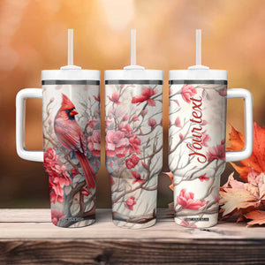 Cardinal Red Flower Tumbler With Handle Personalized TS04 Print Your Wear
