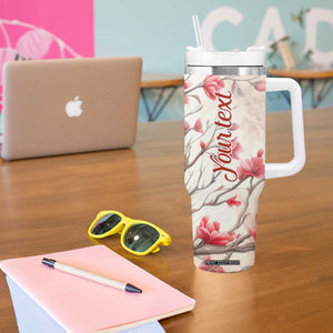 Cardinal Red Flower Tumbler With Handle Personalized TS04 Print Your Wear