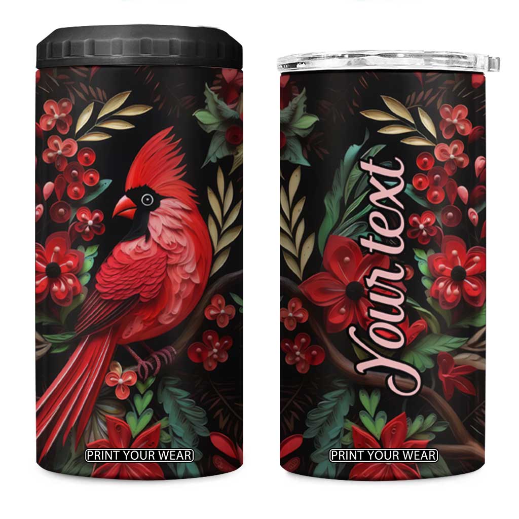 Cardinal Quilling Art 4 in 1 Can Cooler Tumbler Personalized TS04 One Size: 16 oz Multicolor Print Your Wear