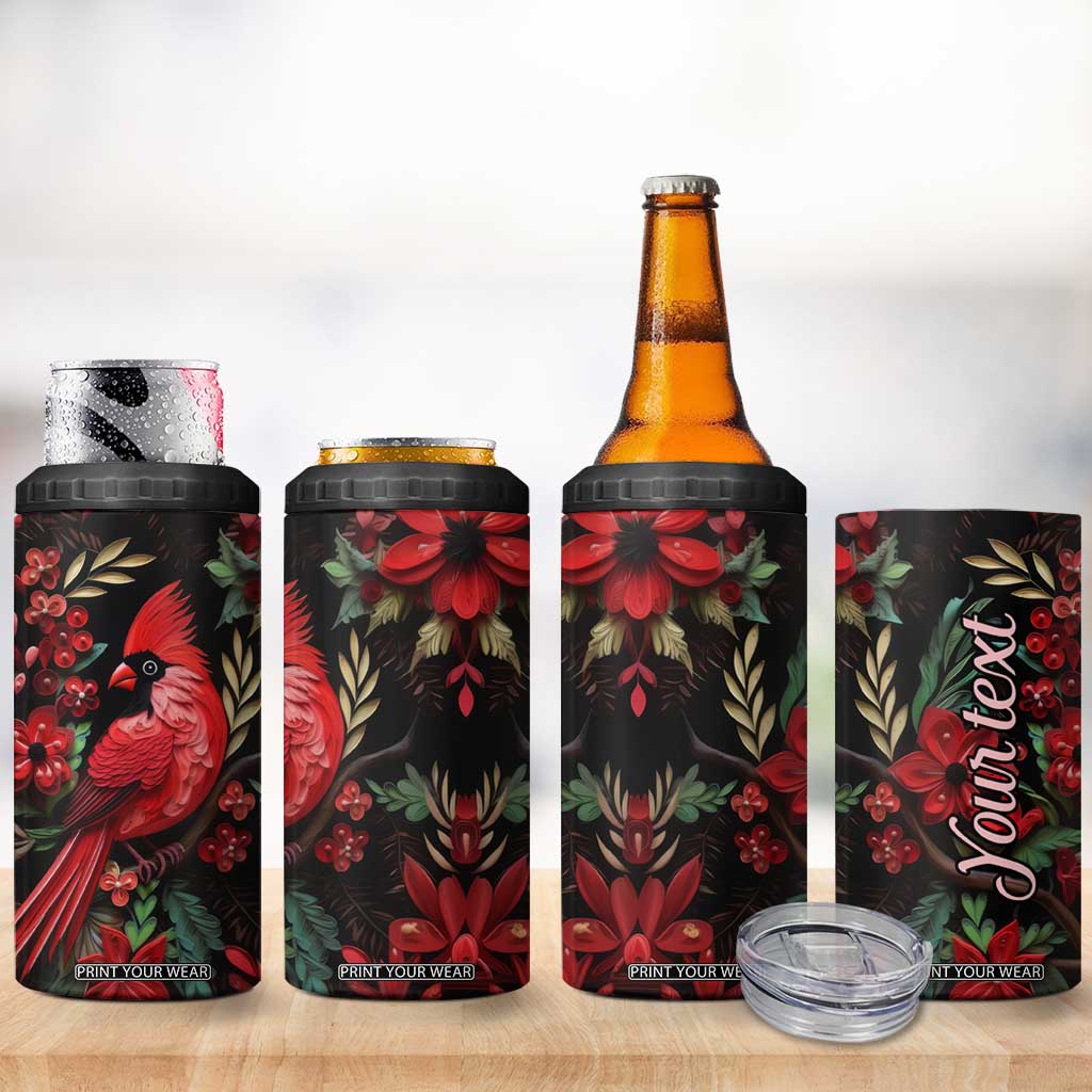 Cardinal Quilling Art 4 in 1 Can Cooler Tumbler Personalized TS04 Print Your Wear