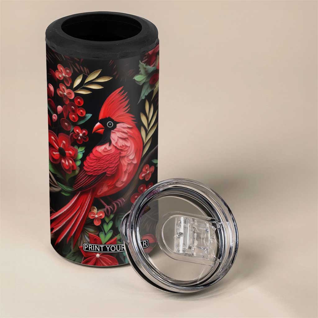 Cardinal Quilling Art 4 in 1 Can Cooler Tumbler Personalized TS04 Print Your Wear