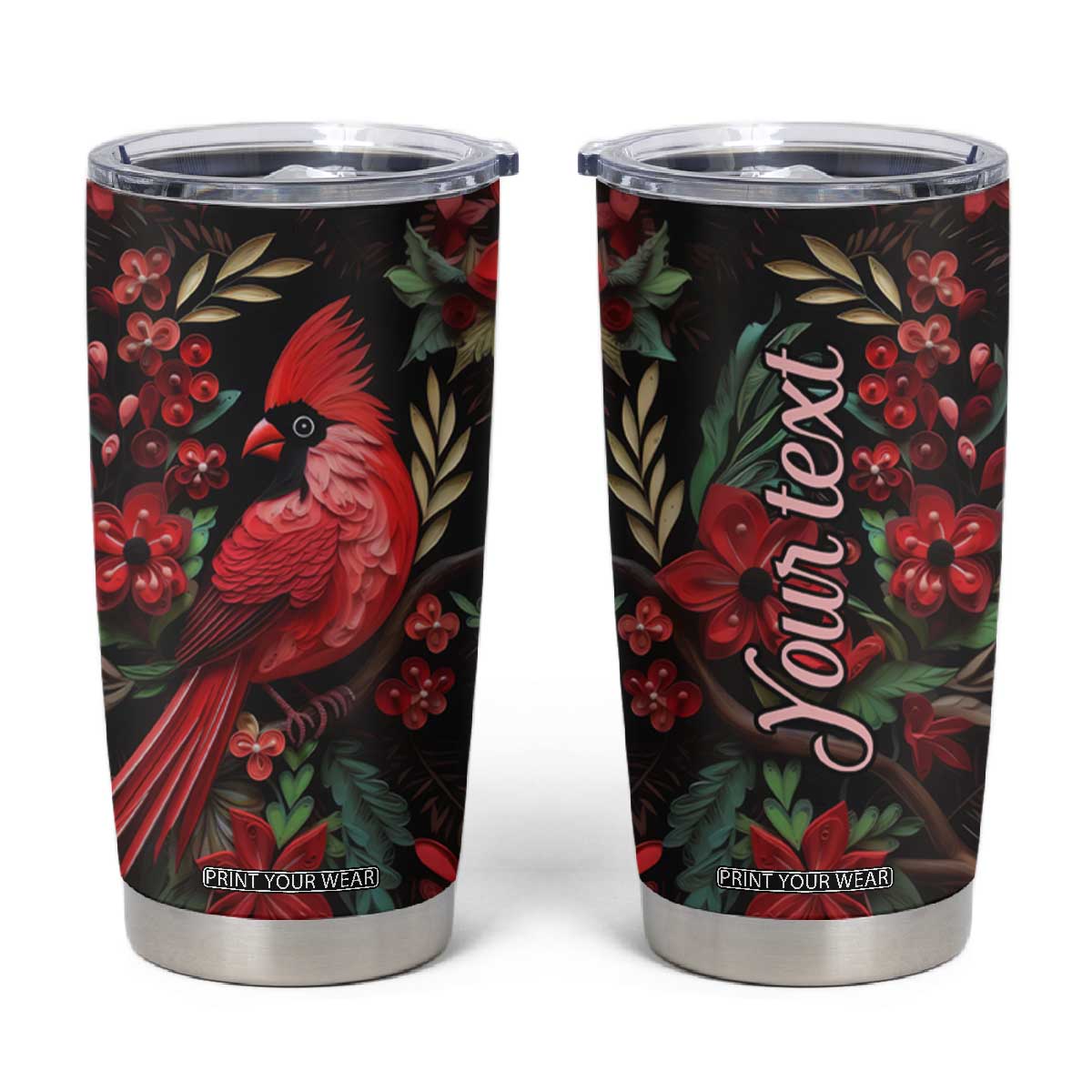Cardinal Quilling Art Tumbler Cup Personalized TS04 Multicolor Print Your Wear